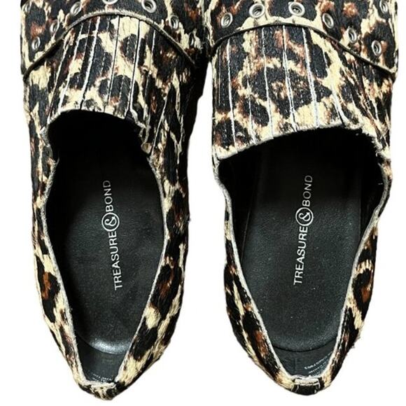 TREASURE & BOND Calf Hair Leopard Print Point Toe Slip On Ainsley Loafers SZ 8 - Picture 6 of 10